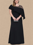 Ada A-line Scoop Illusion Floor-Length Stretch Crepe Evening Dress With Beading UKP0021166