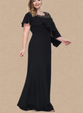 Ada A-line Scoop Illusion Floor-Length Stretch Crepe Evening Dress With Beading UKP0021166