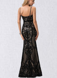 Gia Trumpet/Mermaid V-Neck Floor-Length Sequin Prom Dresses With Sequins UKP0021172