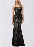 Gia Trumpet/Mermaid V-Neck Floor-Length Sequin Prom Dresses With Sequins UKP0021172