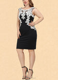 Monique Bodycon Scoop Knee-Length Lace Jersey Cocktail Dress UKP0021176