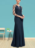 Marcie Trumpet/Mermaid Scoop Floor-Length Chiffon Evening Dress With Beading Pleated Sequins UKP0021183