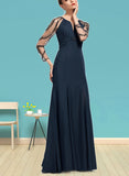 Marcie Trumpet/Mermaid Scoop Floor-Length Chiffon Evening Dress With Beading Pleated Sequins UKP0021183