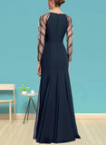 Marcie Trumpet/Mermaid Scoop Floor-Length Chiffon Evening Dress With Beading Pleated Sequins UKP0021183