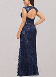 Britney Sheath/Column Scoop Floor-Length Sequin Evening Dress With Pleated UKP0021190