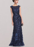 Britney Sheath/Column Scoop Floor-Length Sequin Evening Dress With Pleated UKP0021190