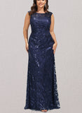 Britney Sheath/Column Scoop Floor-Length Sequin Evening Dress With Pleated UKP0021190