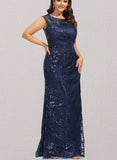 Britney Sheath/Column Scoop Floor-Length Sequin Evening Dress With Pleated UKP0021190