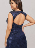 Britney Sheath/Column Scoop Floor-Length Sequin Evening Dress With Pleated UKP0021190