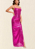 Amya Sheath/Column Cowl Floor-Length Sequin Prom Dresses With Sequins UKP0021197