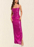 Amya Sheath/Column Cowl Floor-Length Sequin Prom Dresses With Sequins UKP0021197