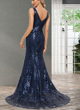 Desirae Trumpet/Mermaid V-Neck Sweep Train Sequin Prom Dresses With Sequins UKP0021199