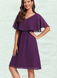 Hailee Sheath/Column V-Neck Knee-Length Chiffon Cocktail Dress UKP0021207