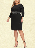 Heidy Bodycon Off the Shoulder Knee-Length Jersey Cocktail Dress With Beading Sequins UKP0021212