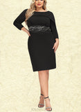 Heidy Bodycon Off the Shoulder Knee-Length Jersey Cocktail Dress With Beading Sequins UKP0021212