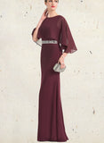 Jamya Sheath/Column Scoop Floor-Length Chiffon Evening Dress With Beading Sequins UKP0021220