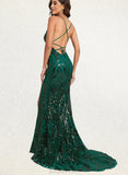 Jess Trumpet/Mermaid Scoop Sweep Train Sequin Prom Dresses With Sequins UKP0021224