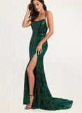 Jess Trumpet/Mermaid Scoop Sweep Train Sequin Prom Dresses With Sequins UKP0021224