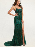 Jess Trumpet/Mermaid Scoop Sweep Train Sequin Prom Dresses With Sequins UKP0021224