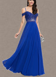 Litzy A-line Off the Shoulder Sweetheart Floor-Length Chiffon Prom Dresses With Beading Sequins UKP0021231