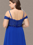 Litzy A-line Off the Shoulder Sweetheart Floor-Length Chiffon Prom Dresses With Beading Sequins UKP0021231