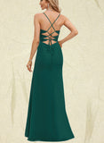 Evangeline Sheath/Column V-Neck Floor-Length Chiffon Prom Dresses With Pleated UKP0021243