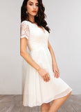 Mariyah A-line V-Neck Knee-Length Chiffon Lace Cocktail Dress UKP0021250