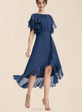 Angelina A-line Scoop Asymmetrical Chiffon Cocktail Dress With Cascading Ruffles UKP0021252