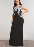 Lucinda Sheath/Column Scoop Floor-Length Lace Jersey Evening Dress UKP0021256