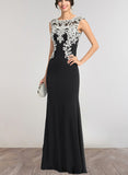 Lucinda Sheath/Column Scoop Floor-Length Lace Jersey Evening Dress UKP0021256