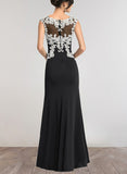 Lucinda Sheath/Column Scoop Floor-Length Lace Jersey Evening Dress UKP0021256