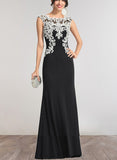 Lucinda Sheath/Column Scoop Floor-Length Lace Jersey Evening Dress UKP0021256