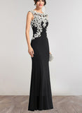 Lucinda Sheath/Column Scoop Floor-Length Lace Jersey Evening Dress UKP0021256