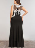 Lucinda Sheath/Column Scoop Floor-Length Lace Jersey Evening Dress UKP0021256