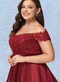 Ada A-line Off the Shoulder Knee-Length Satin Cocktail Dress With Sequins UKP0021257