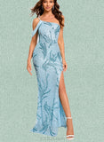 Mariana Sheath/Column One Shoulder Floor-Length Sequin Prom Dresses With Sequins UKP0021258