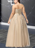 Liberty Ball-Gown/Princess Sweetheart Floor-Length Tulle Prom Dresses With Beading Ruffle Appliques Lace Sequins UKP0021262