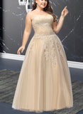 Liberty Ball-Gown/Princess Sweetheart Floor-Length Tulle Prom Dresses With Beading Ruffle Appliques Lace Sequins UKP0021262