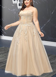 Liberty Ball-Gown/Princess Sweetheart Floor-Length Tulle Prom Dresses With Beading Ruffle Appliques Lace Sequins UKP0021262