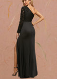 Alisha Sheath/Column One Shoulder Floor-Length Lace Jersey Evening Dress With Pleated UKP0021265