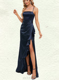 Cherish Sheath/Column Straight Floor-Length Silky Satin Prom Dresses UKP0021271