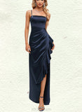 Cherish Sheath/Column Straight Floor-Length Silky Satin Prom Dresses UKP0021271