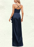 Cherish Sheath/Column Straight Floor-Length Silky Satin Prom Dresses UKP0021271