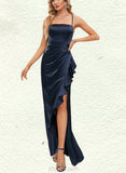 Cherish Sheath/Column Straight Floor-Length Silky Satin Prom Dresses UKP0021271