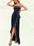 Cherish Sheath/Column Straight Floor-Length Silky Satin Prom Dresses UKP0021271