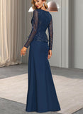 Valery Sheath/Column V-Neck Floor-Length Chiffon Sequin Evening Dress UKP0021286