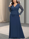 Valery Sheath/Column V-Neck Floor-Length Chiffon Sequin Evening Dress UKP0021286