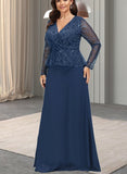 Valery Sheath/Column V-Neck Floor-Length Chiffon Sequin Evening Dress UKP0021286