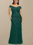 Mollie Sheath/Column Off the Shoulder Floor-Length Chiffon Lace Evening Dress With Pleated Sequins UKP0021287