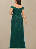 Mollie Sheath/Column Off the Shoulder Floor-Length Chiffon Lace Evening Dress With Pleated Sequins UKP0021287